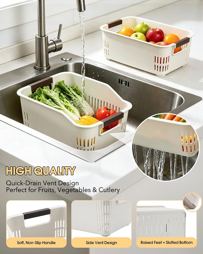 3 Pack PP Organizer with Wheeled Storage box for Kitchen Cabinet Bin | 3 pack organizer kitchen, laundry, garage at once; organizer with rolling wheels glide out from high cabinets easily