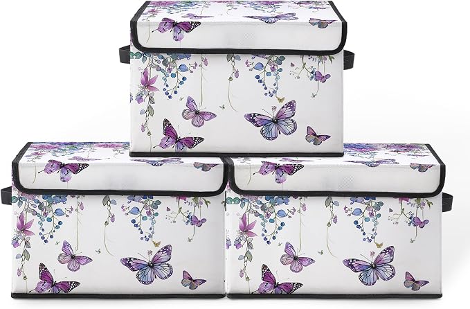 Fabric Storage Bins with Lids,Under Bed Storage Containers 3Pack | Stackable Clothes Storage Bins with Lids,Closet Organizers Fabric Box for Home and Office,Blanket Clothes Organizers