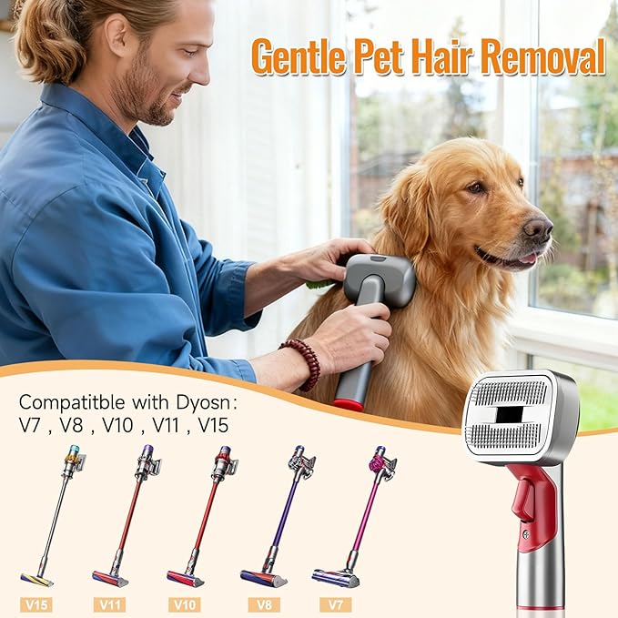 Pet Grooming Kit Dog Hair Vacuum Attachment Fits Dyson V7 V8 V10 V11 V15， Pet Hairs Parts Head Replacement，Effective Grooming & Cleaning， Hair Grooming Tools for Dog and Cat， 5 Pack