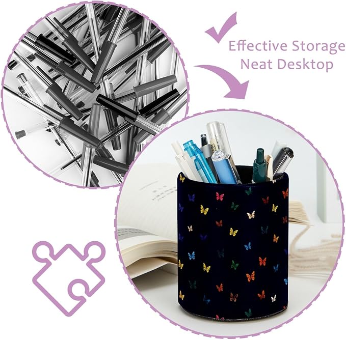 Butterflies Pen Holder, Pencil Cup Marker Brush Holder Desk Storage Case, Desktop Organizer for School Office Home Supplies