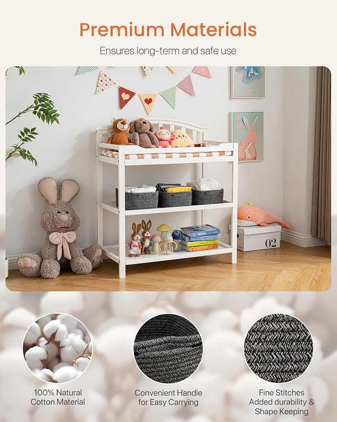 KALLAX Small Woven Storage Basket for Organizing, 12 x 8 x 4.5 inch, 3 Pack | Shelf baskets for closet organization, toy storage and home decor, Perfect as empty gift baskets for holidays, Mixed Black