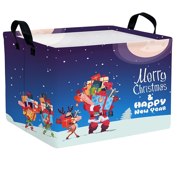 Empty Large Christmas Basket for Gifts Women Collapsible Storage Bin Kids Toy Box Holiday Décor (Santa Claus Gift)