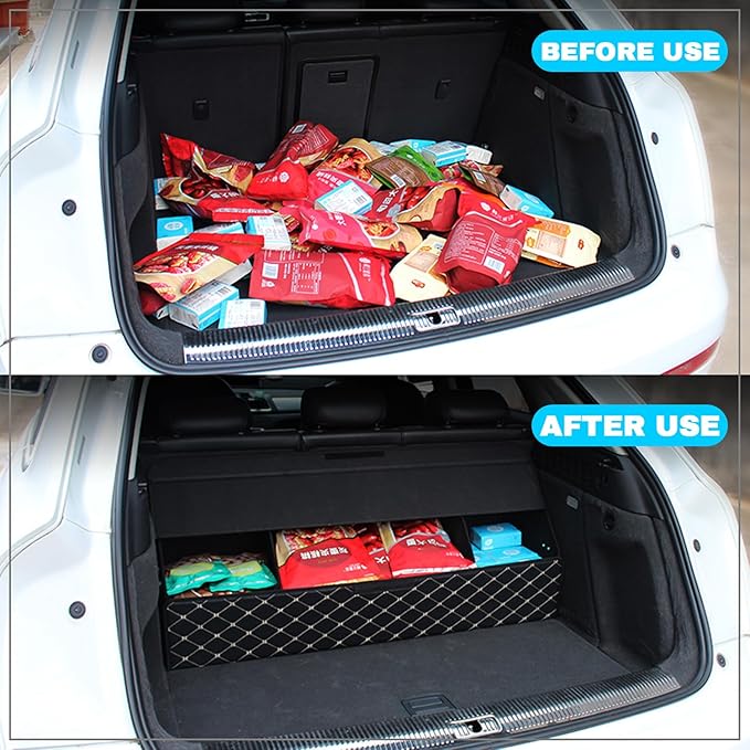 Car Trunk Organizer For GS 350 -Custom Fit,Leather Large Capacity Trunk Organizer,4-Layer Cover,Diamond Quilted Pattern All-Season Use For GS 350 2007-2011