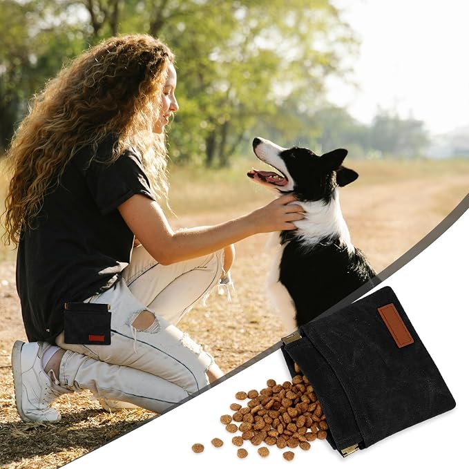 1 Pcs Pocket Pet Training Pouch,Dog Treat Pouch (Black) | For Portable Pet Dog Walking Bag, Travel or Outdoor Use