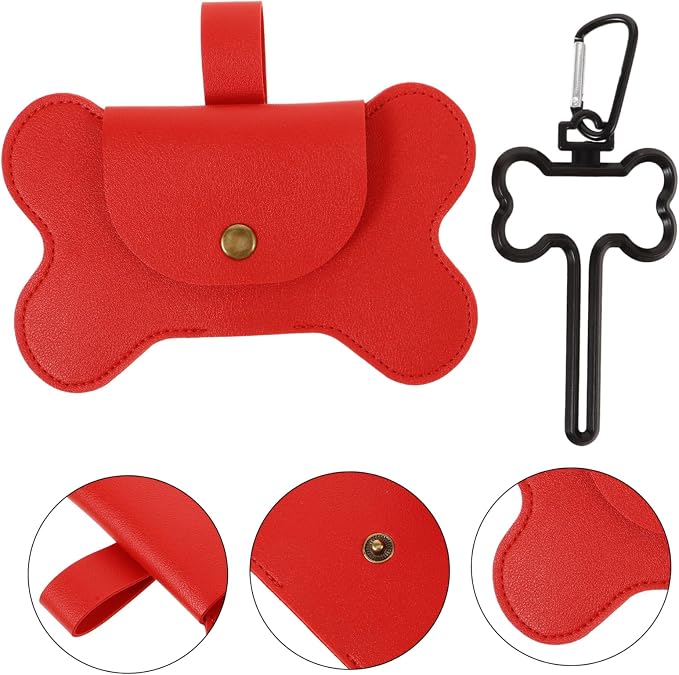 Kisangel Dog Waste Bag Holder Convenient Poop Bag Dispenser for Leash Durable PU Material Easy Attachment for Hiking Camping and Daily Walks