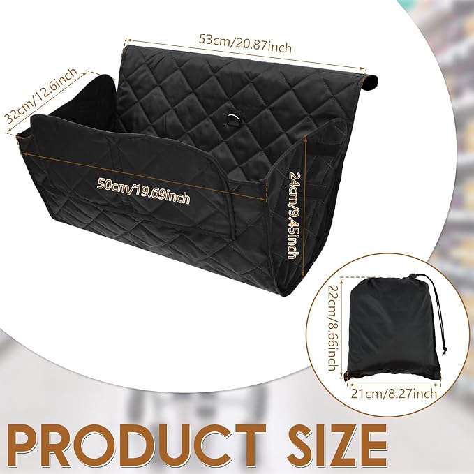 Portable Dogs Shopping Cart Cover, Quilting Dog Grocery Cart Cover with Storage Bag, Soft Comfort Cushioning, Secured with Hook and Loop, Universal Size, Machine Washable for Pet Dog