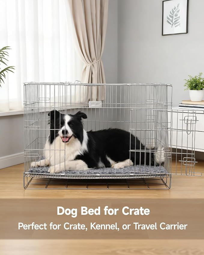 Dog Bed for Crate Pad, High Resilience Foam Crate Mat Bed, 35x22, Dark Grey | Kennel Mat Bed for Medium Large Dogs, Supportive, Non-slip Bottom, Lightweight & Portable, Washable, Suit for Travel, Trunk