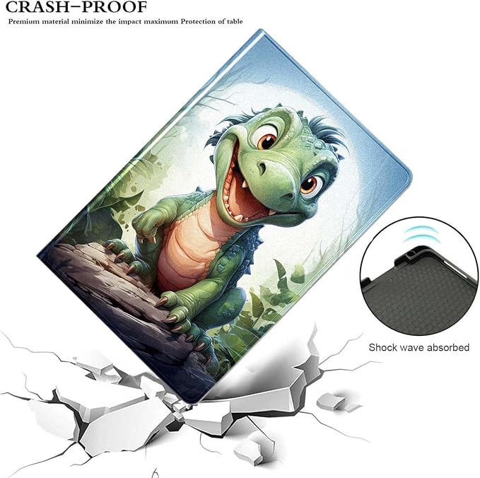 for Samsung Galaxy Tab S9 11" 2023(SM-X710/X716B/X718U) Tablet Case,Premium Leather Folio Stand Auto Wake/Sleep,Multiple Viewing Stand,Cartoon Dinosaur