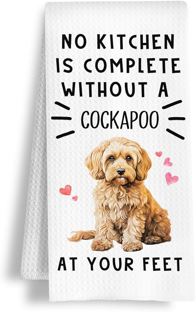 Funny Cockapoo Hand Towels for Kitchen Home Bathroom Decor, A Kitchen is Not Complete Without A Cockapoo Dish Towel, Dog Lovers Gift, 16×24 Inch