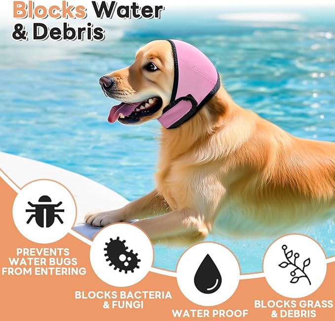 Dog Ear Muffs Noise Protection, Water-Resistant, No-Shake Ear Muffs for Grooming, Bathing, Swimming & Noise Relief