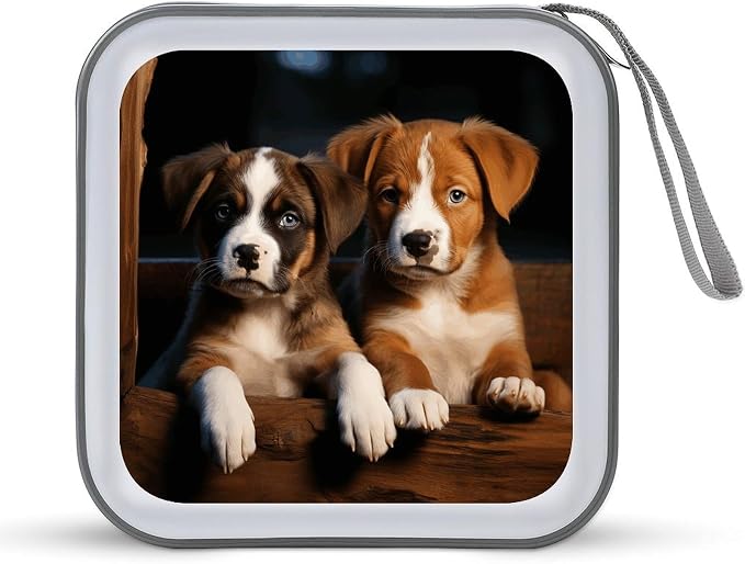 Puppies Dogs Pets Animals CD Case 40 Capacity DVD Case with Zipper Disc Storage Organizer Portable CD Holder Storage Hard Plastic DVD Wallet Holder Organizer for Home Car Travel