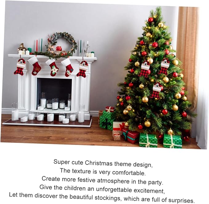 FRCOLOR Christmas Gift Pouch for Pets Black Red Plaid Holiday Storage Bag for Candy Snacks Item Organization and Festive Decoration