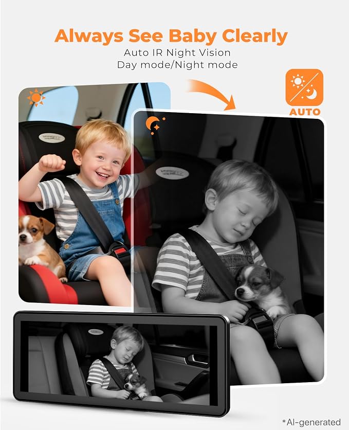 LUCKVIEW BM5PRO Dual Baby Car Camera, 7.2" 1080P Split Monitor