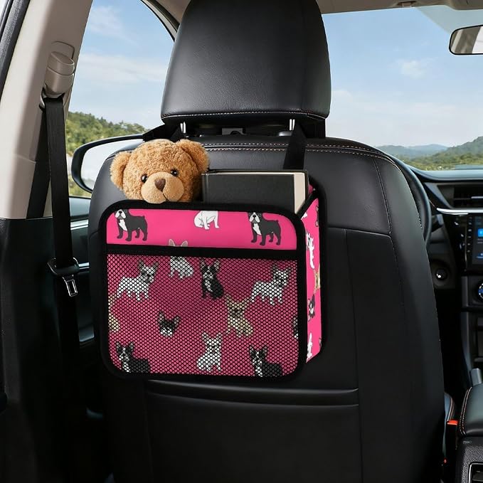 Car Organizers for Seat Back Vehicle Backseat Storage Pocket, French | Bulldogs Dogs Pets Puppy, Auto Hanging Pouch Trash Bag with Adjustable Buckle, Universal Fit for Vehicle Truck