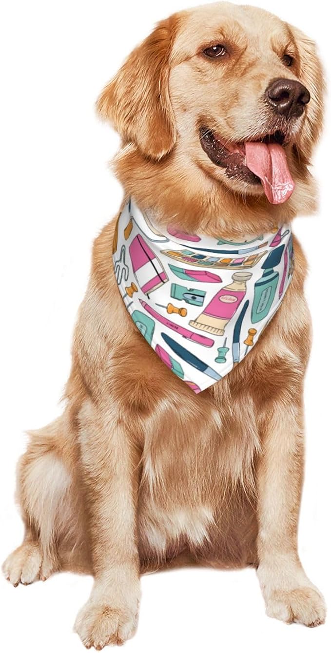 Teacher's Pet Dog Bandana,Funny Bandana Gift,Photo Prop Accessories for Dog Lovers Owner Gift,Triangle Reversible Fall Scarf, Adjustable (Brush)