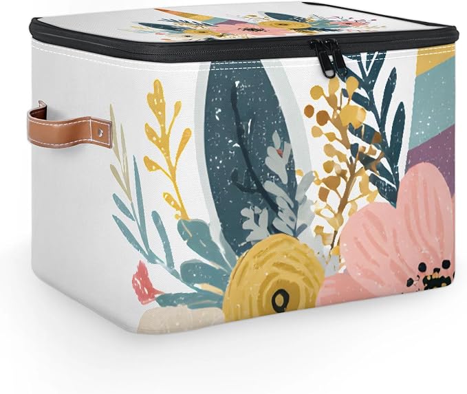 Funny Unicorn Animal Foldable Storage Bin with Lid Zipper | Closet Shelf Organizer, Boxes, Basket Containers for Home, Lidded Storage Cube for Bedroom, Waterproof, with Handles
