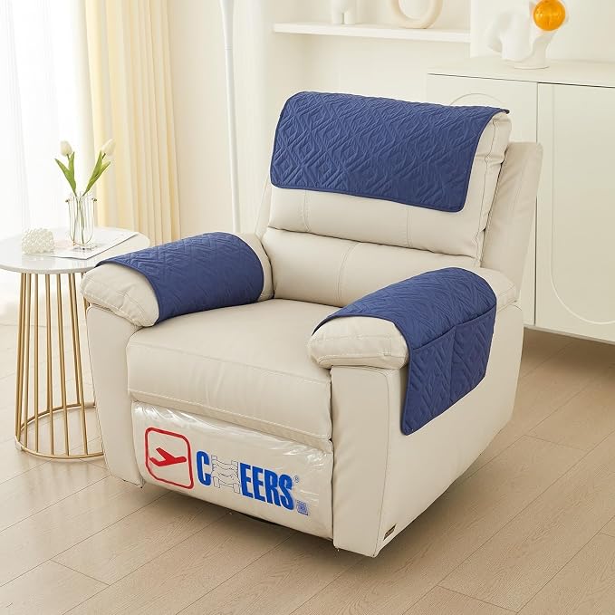 XMAYODS 3 Pcs Recliner Covers Sherpa Arm Covers for Recliner Chair with Storage Pockets Headrest Cover for Recliner Chair Armchair Slipcovers for Sofa Recliner Protector (Color : #7)