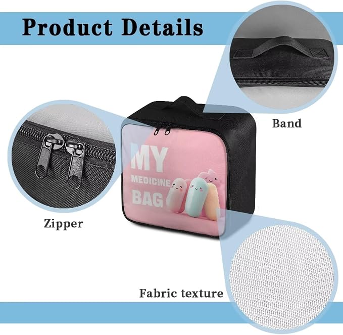 First Aid Kit Bag Empty Pink Color-Coded Emergency Medical Pouch for Hospitals Schools and Home Use Constructed with Tear-Resistant Fabric