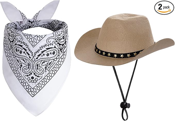 choyaxo Halloween Costumes for Dogs Cat Pet Cowboy Costume Cowboy Hat with Bandana Set for Halloween, Christmas, Holiday, Party, Cosplay (Khaki, Medium)