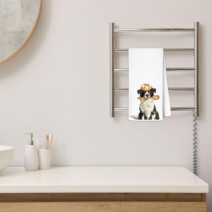Border Collie Kitchen Towels 16x24 Inch, Border Collie Lovers Gifts Decorative Hand Towels for Kitchen Bakery, Cute Baking Chef Dog Dish Tea Towel Drying Cloth