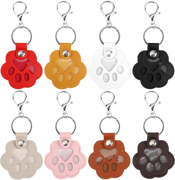 8 Pcs Pet Paw Keychain with Lobster Clasp,Pet Fur keepsake Photo Storage Keyring Hair Keychain Set, Portable Memorial Charm,Handmade Bag Purse Key Holder,Father Day Graduation Gift
