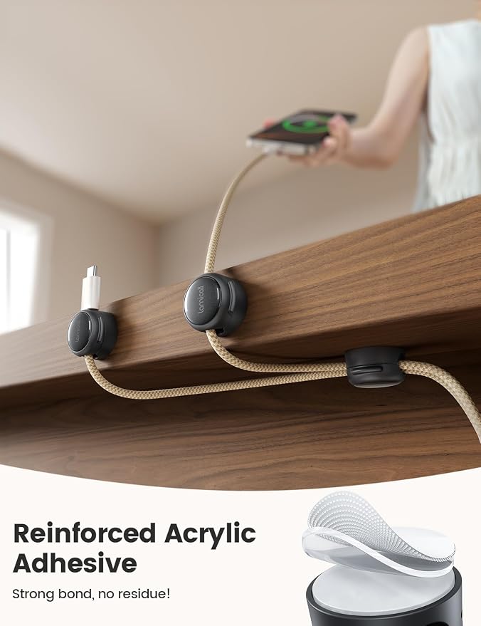 Lamicall 8 Pack Magnetic Cord Organizer, Crystal-Clear Cable Clips