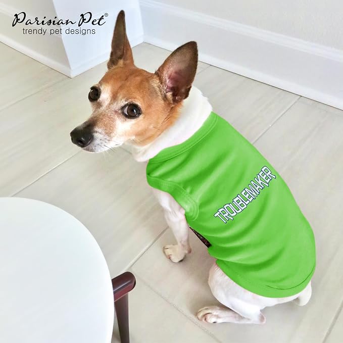 Parisian Pet Dog Shirt – 100% Cotton Shirts for Medium Dogs – Green Sleeveless Puppy Clothes – Lightweight and Breathable Pet Apparel – Soft Funny Dog Clothes - Stretchy T Shirts for Dogs