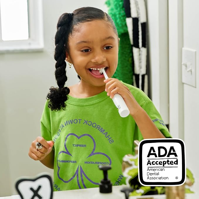 Made by Dentists Kids Electric Toothbrush - Rechargeable Vibrating Toothbrush with Timer, Includes 6 Replacement Heads, Gently Cleans Teeth, Kid & Toddlers Age 2+, Monster