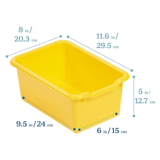 ECR4Kids Scoop Front Storage Bins, Multipurpose Organization, Yellow, 10-Piece | Durable plastic, GREENGUARD Gold Certified, 1.2 gallon capacity, lightweight & nestable, built-in handle, classroom/home use