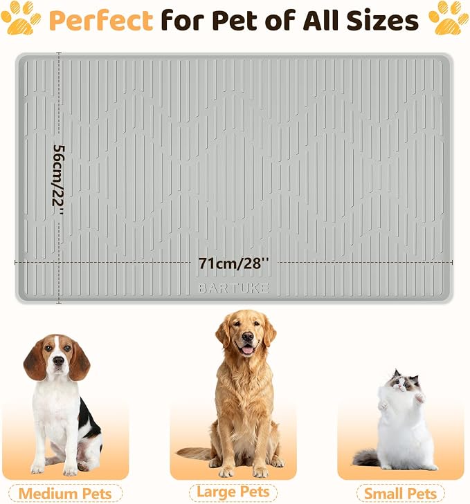 Silicone Dog Crate Mat 28" x 22" Extra Large Pet Bed Mat | Dog Cage Mat with Raised Edge, Washable, Non-Slip, Leakproof Kennel Mat for Protect Floors, Reusable Dog Playpen Mat