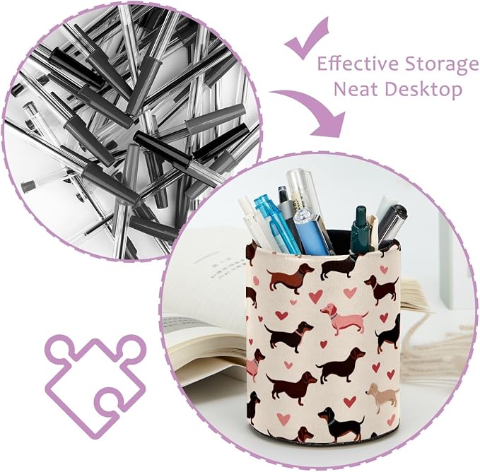 Dachshund Pen Holder, Pencil Cup Marker Brush Holder Desk Storage Case, Desktop Organizer for School Office Home Supplies