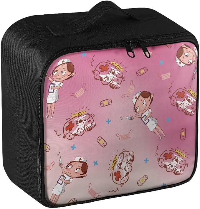 Cute Small First Aid Kit Travel Bag Empty Nurse Gril Medical Bag Empty Travel Medicine Kit Bag Pattern Medical Equipment Bag for Home Outdoor Travel Camping Hiking Pink