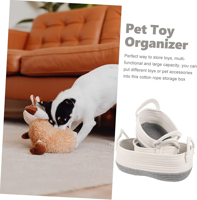 Cotton Rope Storage Basket Dog Toy Organizer Multi-purpose Basket for Home Dorm Shop