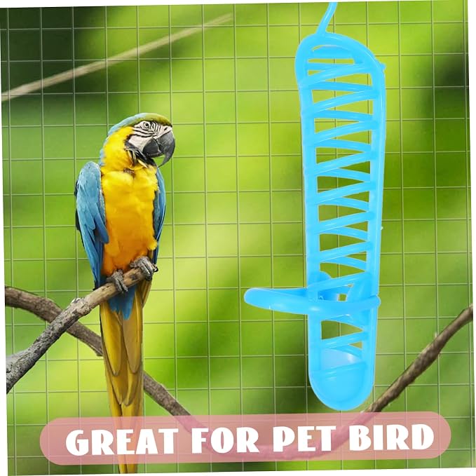 Parrot Feeding Rack Hanging Fruits Device with Safety Lock Stand Design for Parrots and Other Birds Easy Installation Blue