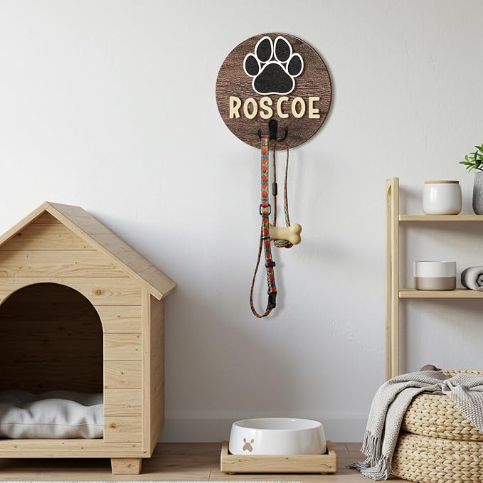 Kathfly Dog Leash Holder for Wall Pet Harness Hanger with 52 Letters | Dog Leash Hangers Cat Collar Organizer for Entryway, Pet Loss DIY Gifts, Pet Keepsake Home Decor