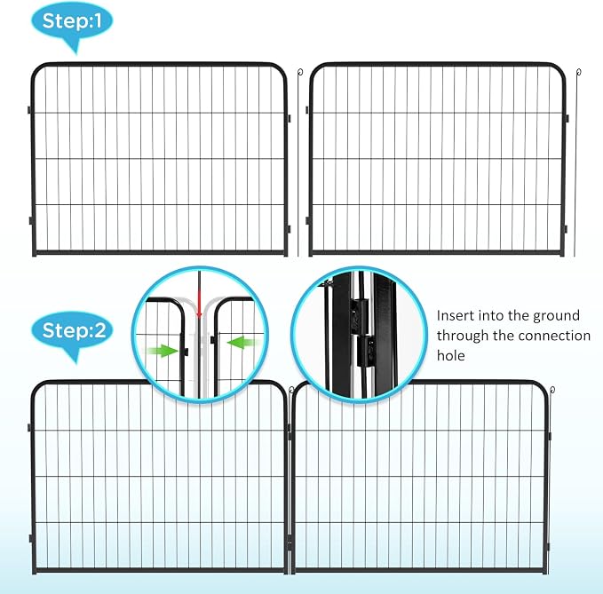 BestPet | Dog Playpen | 32 Inch, 6 Panels | Heavy Duty Metal Pet Exercise Pen | Indoor Outdoor Fence Panels | Rust-Resistant, Removable, Tool-Free Setup | Anti-Skid, Expandable Design