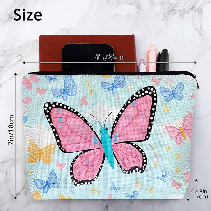 Makeup Bag For Purse Butterfly, Colorful Butterflies Garden Butterfly Cosmetic Bags For Women With Zipper Travel Toiletry Pouch Makeup Bags Makeup Organizers Purse For Toiletries Cosmetics