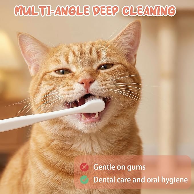 7 Pack Small Cat Tooth Brush, Pet Toothbrush Mini Head Soft Bristles Dogs Cats Toothbrush Deep Clean Kit for Sensitive Puppy, Kitten, Cat Dental Care, Portable Travel Friendly and Easy to Use