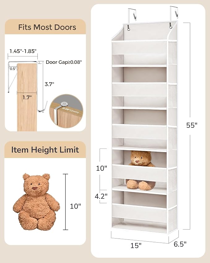 ULG 2 Pack 5-tier Over the Door Organizer Beige