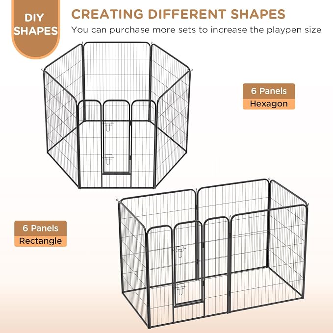BestPet | Dog Playpen | 40", 6 Panels | Heavy Duty Metal Pet Exercise Pen | Indoor/Outdoor Fence Panels | Rust-Resistant, Removable, Tool-Free Setup | Anti-Skid, Expandable Design