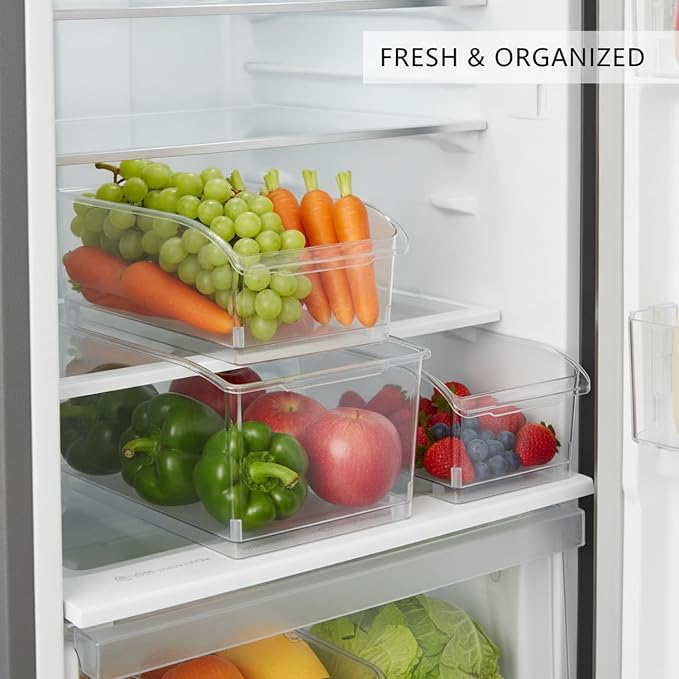 Clear PET Refrigerator Storage Bins - Stackable Produce Organizer for Fridge Drawers & Shelves, Durable Food Container (1 Pack)