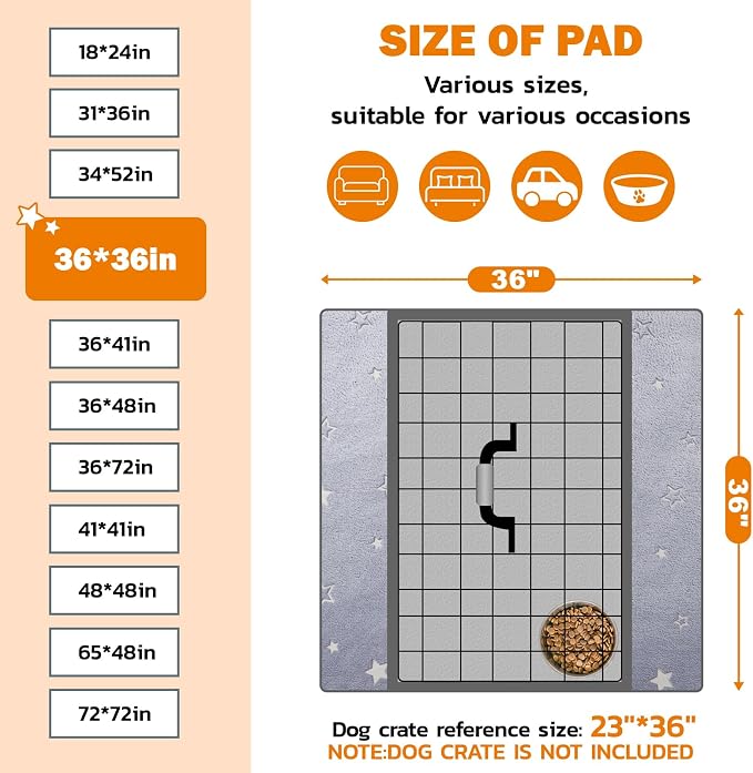 LOOBANI 36 x 36 Washable Pee Pads for Dogs 2 Packs for Playpen, Crate & Car | Super Absorbent, Non-Slip Backing, Soft Plush, Quick-Dry, Machine Washable, Reusable, Perfect for Crate & Car, Grey
