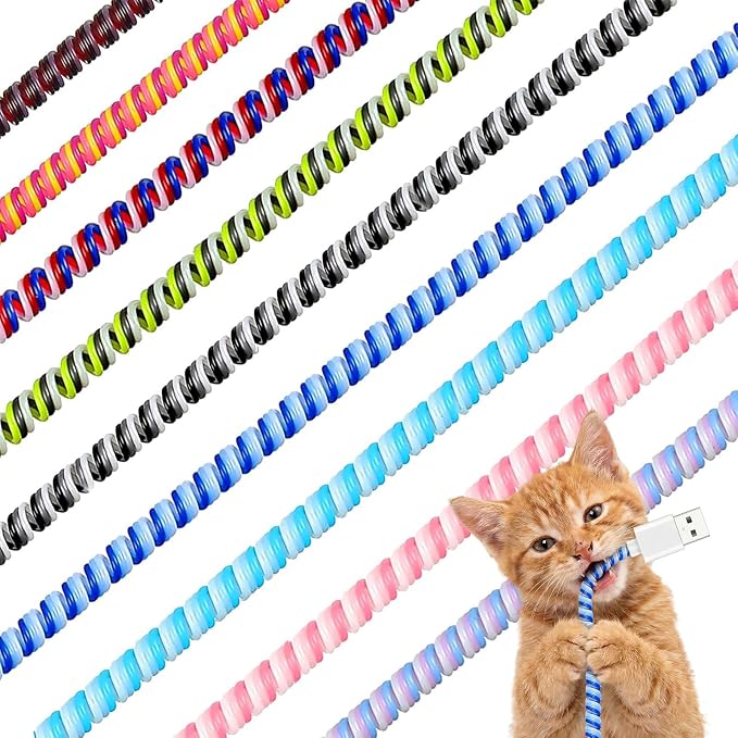 Friends 10 Pcs Cord Protectors from Pets No Chew 43.3",Classic Colors | Spiral Cable Protector, Phone Charger Cover, Data Cable Protective Sleeve Chew Proof, USB Wire Cover Stylish, Cat Dog Rabbit