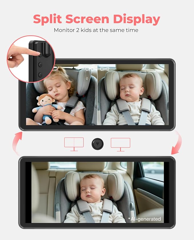 LUCKVIEW BM5PRO Dual Baby Car Camera, Blue 7.2" 1080P Monitor