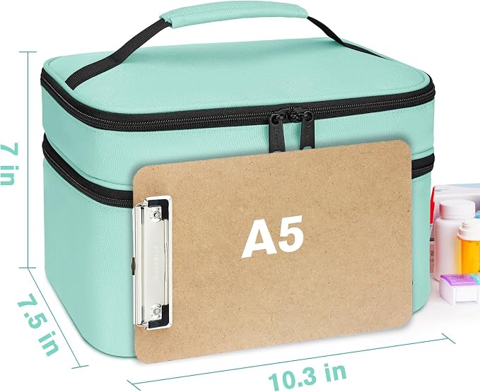 Mancro Dual Layers Medicine Organizer Bag with Lockable Zipper | Pill Bottle Organizer Storage, Medication Bag for Pills, Vitamins, Medical Supplies for Home Storage, College Medicine Kit