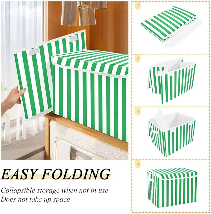 Santa Claus Fabric Storage Bins with Lid Foldable Storage Boxes 40L Baskets | Decorative Storage Boxes, 300D Oxford Cloth, Hollow Board Frame, Flip Top Velcro Lid, 16.5x12.6x11.8 inch, Collapsible Design