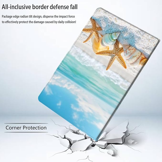 Bxgolkgd Tablet Case for Samsung Galaxy Tab E 9.6 Inch 2015(SM-T560/T561/T567),Shockproof Stand Cover with Heat Dissipation,Auto Wake/Sleep Function,Summer Beach