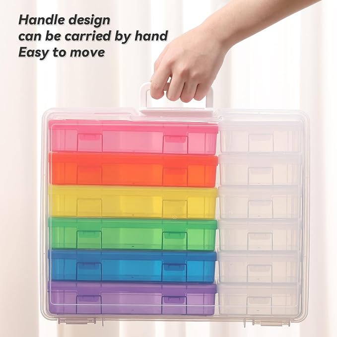 Plastic Storage Box Arts Plastic Container (6Medium Color+ 6Small Clear) | Multifunctional Design,Stackable,Clear,Versatile Organization,Space-Saving,Durable,Dust Protection
