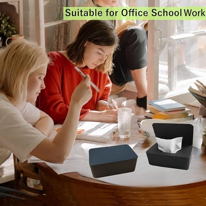 Wipes Dispenser Set,1 Wipe Box & 2 Portable Pouches,Black | Refillable Reusable Large Wet Wipe Holder, Flushable Wipes Case Bathroom Wipes Container for Pet Nursery Kitchen Office