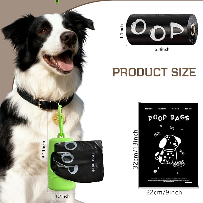 Dog Poop Bags Rolls with Dispenser 120 counts 13x9 in Black | Scented Poop Bags for Dogs Extra Large Guaranteed Leak Proof and Extra Thick, For poop bags for dogs Walking and Cat Litter